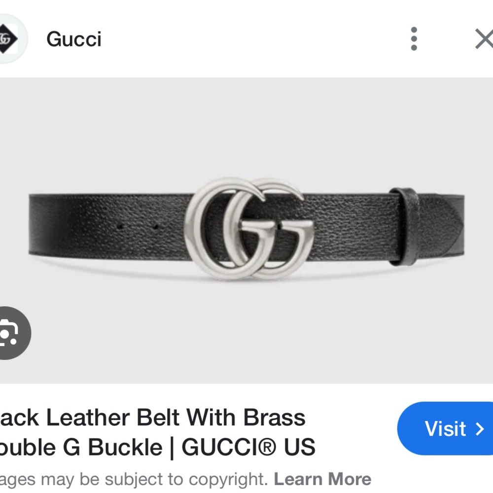 Gucci Black Leather Belt with Brass Double G Buckle
